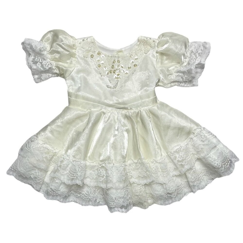 Vintage Pearls & Lace Special Occasion Dress Ivory 18-24 Mons